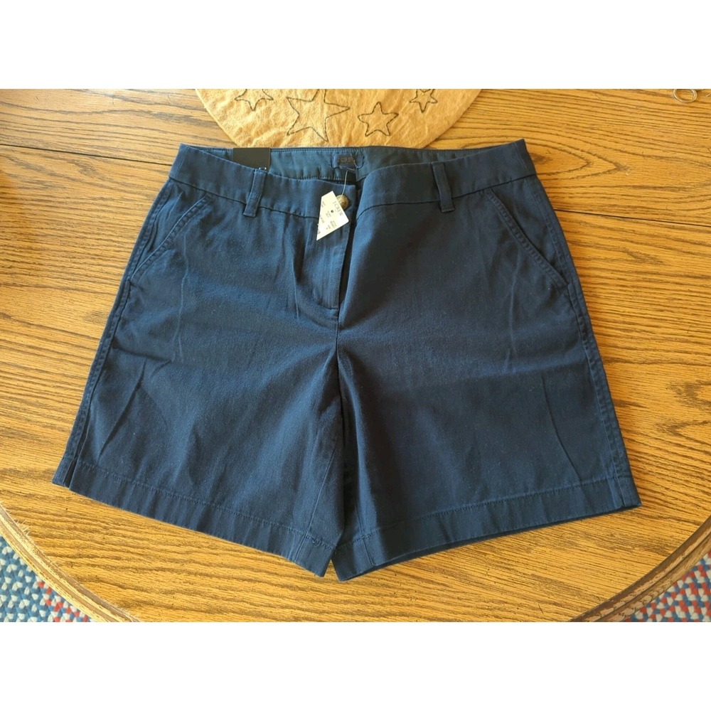 NWT Women's J Crew‎ Chino Shorts Size 2 NEW With Tags 7" Navy Blue Slash Pockets